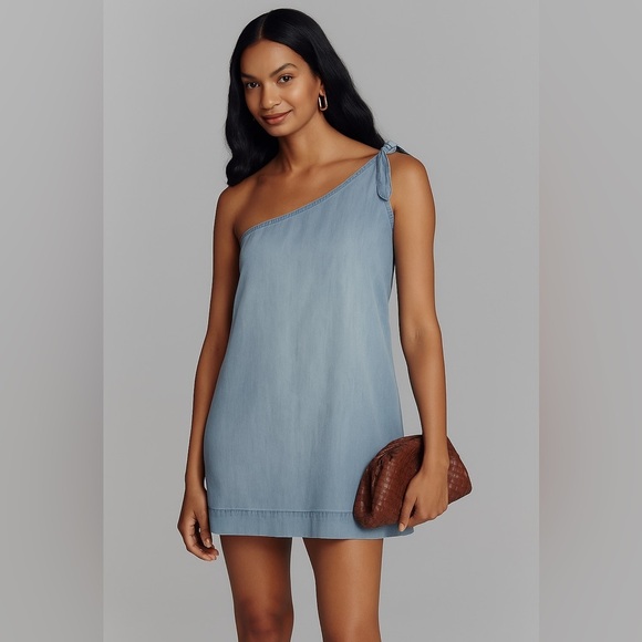 NWT Anthropologie Cloth & Stone chambray one shoulder dress Size S - Picture 8 of 8
